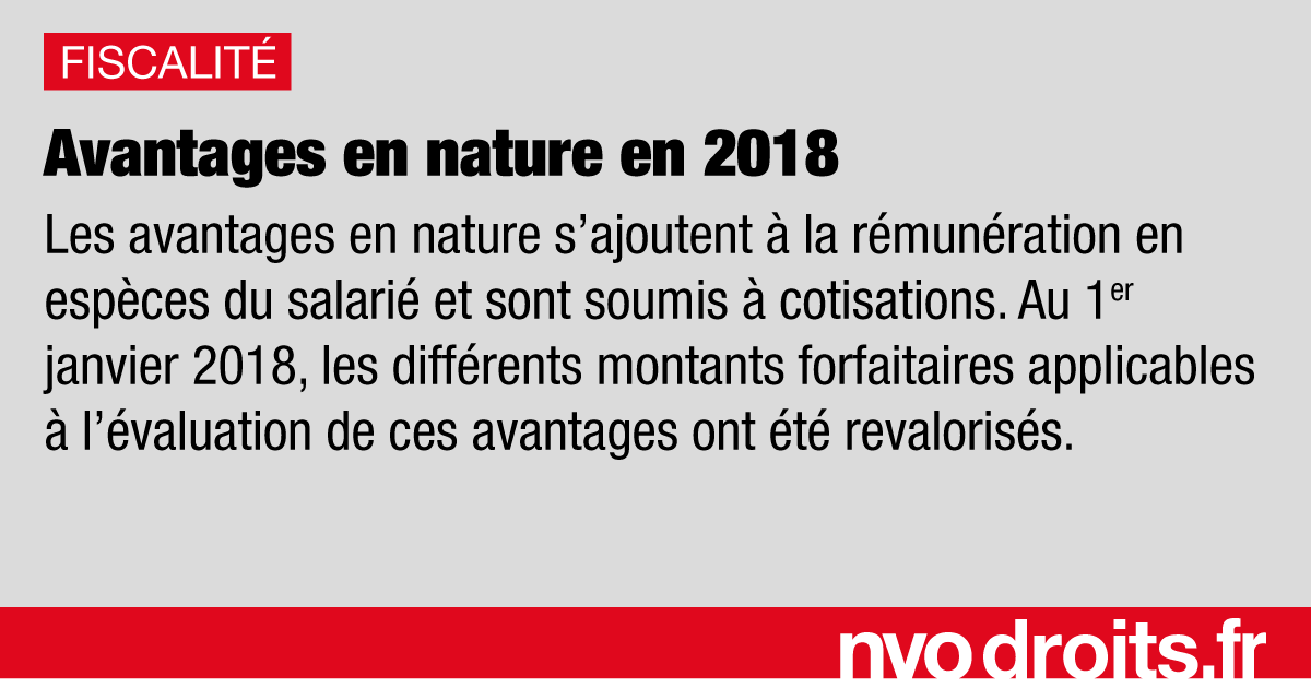 Avantages en nature en 2018 – nvo droits