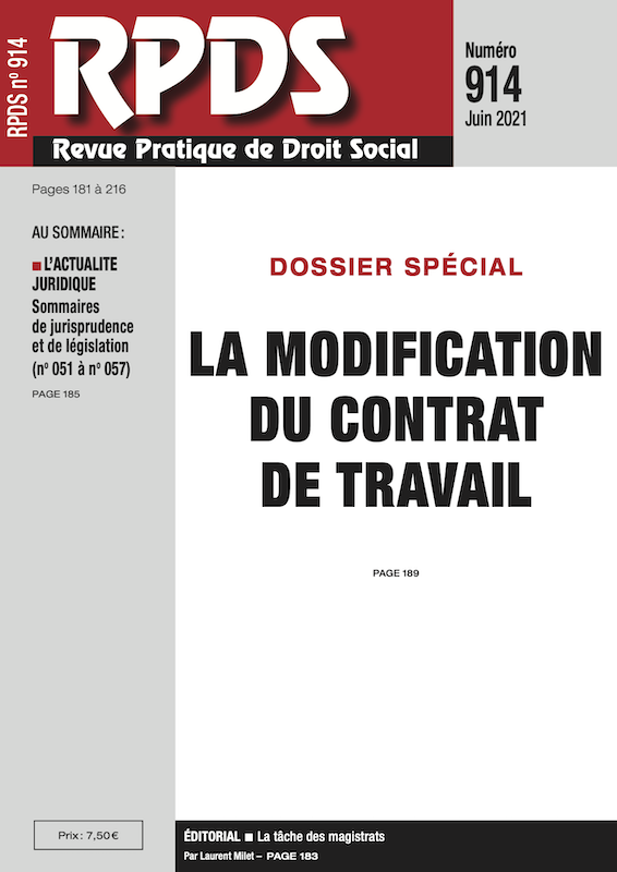 RPDS 914 - La modification du contrat de travail
