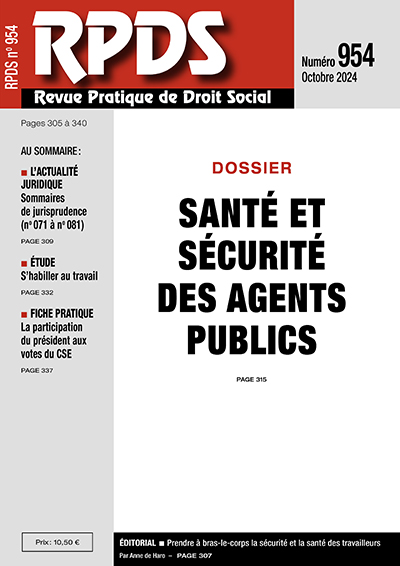 RPDS 954 - Santé et sécurité des agents publics